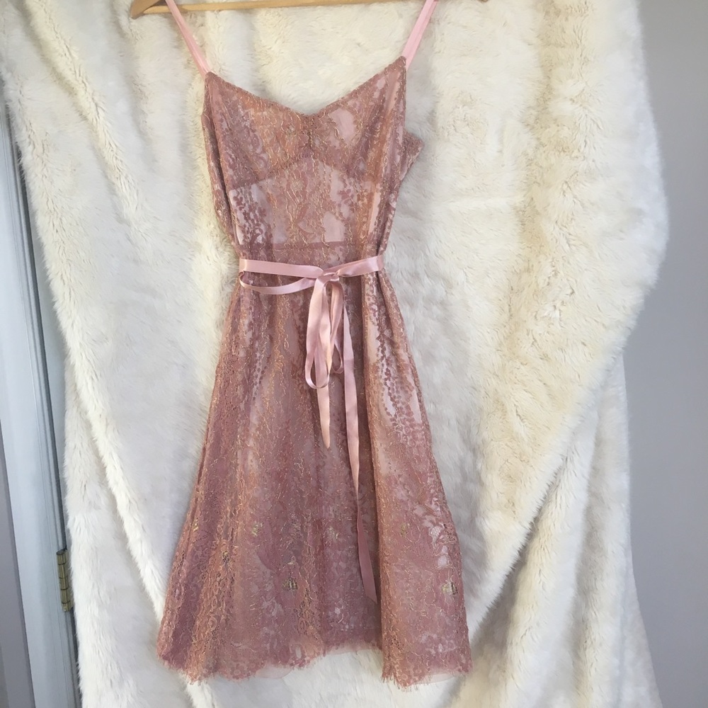Ann Taylor Rose Gold Strapless Ballerina Dress
